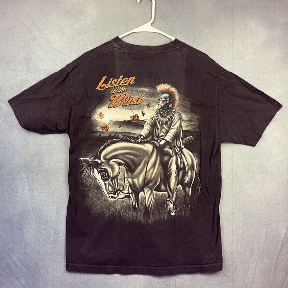 Vintage Alstyle Native American Print T-Shirt Donkey Men’s Size Large Black - Picture 1 of 11